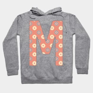 MONOGRAM LETTER M PINK FLORAL TYPOGRAPHY DESIGN Hoodie